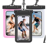Arla Youky Waterproof Phone Pouch IP68 Floating Waterproof Phone Case, Dry Bag Beach Cruise Essentials with Adjustable Lanyard for iPhone 16 Pro Max / 15 Pro/Galaxy S24 S23 (Black & Clear & Pink)