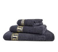 Arle-Living Luxury Medusa Guest Towels 30x50 cm Pack of 4 Finest Cotton,Deep-Pile Terry Towelling with Medusa Flat Embossing and Golden Medusa Border (Anthracite, Pack of 4 Guest Towels 30x50 cm)