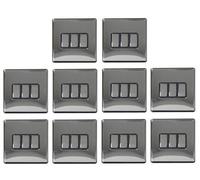 Arlec 10 Pack Black Nickel Screwless 10A 3 Gang 2 Way Light Switches Premium Modern Design For Contemporary Interiors