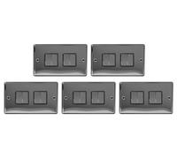 Arlec 5 Pack Black Nickel 10A 4 Gang 2 Way Light Switches Screwed Faceplate Modern Electrical Fittings