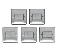 Arlec 5 Pack Chrome 3 Gang 2 Way Light Switch 10A Polished Finish Screwed Faceplate Wall Switch Panel