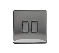 Arlec BK Ni Metal Scwless 10 A 2G 2 W Swh, Black Nickel Finish, Black Nickel Finish, 9021GBBN