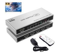 Arleedyn 5 Port HDMI 8K Switch with Remote, HDMI 2.1 Switch 4K@120Hz 8K@60Hz HDMI Switcher Splitter 5 in 1 Out, 48Gbps, HDR10+, Dolby, HDCP 2.3 CEC VRR, for PS5/PS4, Xbox X, TV, HDMI501-8K-02-E