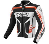 Arlen Ness Rapida 2 Motorcycle Leather Jacket, black/white/orange, size 48
