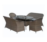 Arles Garden Patio Dining Set by Croft - 6 Seats Aluminium Full Round Weave Rattan Grey