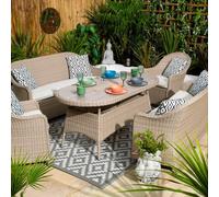 Arles Rattan Garden Patio Dining Set by Croft - 6 Seats Light Grey