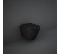 Arley Rak Feeling Rimless Oval Ceramic Wall Hung Toilet Pan Matt Black (Pan Only)