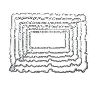 Arleysh 6pcs Deckled Edge Rectangle Metal Cutting Dies - Nested Tattered Border Die Cuts - Carbon Steel Irregular Torn Paper Stencils for Junk Journals, Scrapbooking & Vintage Cards