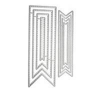 Arleysh 8pcs Stitched Banner Metal Cutting Dies - Nested Flag Frame Die Cuts with Faux Stitching Detail - Carbon Steel Tag Stencils for Card Making, Gift Tags & DIY Scrapbooking