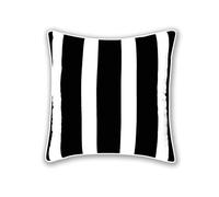 ARLINENS 100% Cotton Duck Quality Printed Cushion Covers Size 18"x18" in Following Designs (Black White Stripe BOLD)