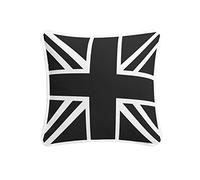 ARLINENS 100% Cotton Duck Quality Printed Cushion Covers Size 18"x18" in Following Designs (UNION JACK BLACK WHITE)