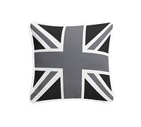 ARLINENS 100% Cotton Duck Quality Printed Cushion Covers Size 18"x18" in Following Designs (UNION JACK BLACK GREY)