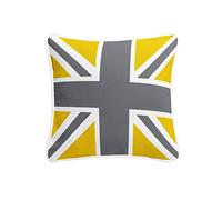 ARLINENS 100% Cotton Duck Quality Printed Cushion Covers Size 18"x18" in Following Designs (UNION JACK MUSTARD GREY)