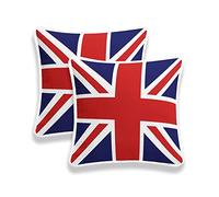 ARLINENS 100% Cotton Union Jack/British Flag Vintage Style, Home Decorative Cushion Cover Size 18x18 (45x45 cm) (Union Jack Red Blue, Pack of 2)