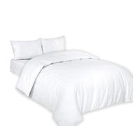 ARLINENS 100% Egyptian Cotton T-200 Percale Duvet Quilt Cover set Flat Sheets available in Following Colours and Sizes: (Super King Duvet Cover, White)