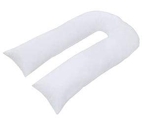 ARLINENS 9ft/12ft U Shaped Pillowcase Cover Pregnancy Maternity Nursing Full Body Ultimate Back Support Pillowcase Cover in white cream & silver colors (White, 9ft Case Only)