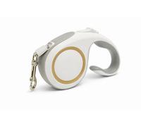 Arlinens Arlinens Retractable Dog Lead, 5M/16FT White Heavy- Duty Extendable Dog leads for Medium Dogs Strong Nylon Tape-One-Button Brake & Lock -360°Tangle-Free (White)
