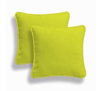 ARLINENS Cushion Cover Set of 4 Plain Dyed 100% Cotton Decorative Square Throw Pillow Cover Luxury Pillowcases for Livingroom Sofa Bedroom with Invisible Zipper (16"x16",Lime Green)