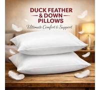 ARLinens Duck Feather&down Pillows Extra Filled Bed Pillows 100% Cotton Cover