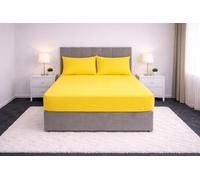 Arlinens Fitted Sheet Single Bed Premium Quality Elasticated Corner Deep Fitted Sheet 25cm Ease Care, Soft & Comfortable, Fade Resistant Plain Poly cotton Bed Sheets 90 x 190 (Mustard, Single)