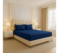 Arlinens Fitted Sheet Single, Royal Blue -Deep Pocket 25cm-Premium Quality Elasticated Corner Polycotton Fitted Sheet Ease Care, Soft & Comfortable, Fade Resistant