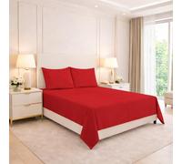 ARLINENS Flat Sheets Single Size-Polyctton Red Bed Sheet- Fade Resistant Hotel Quality Bed Sheet (Red,178 x 250)