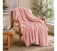 ARLinens Fluffy Fleece Blanket Ribbed For Bed Throw Blanket Reversible Multi Sizes 350Gsm (Pink, Double)