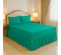 ARLINENS Frilled valance Sheets For king Bed Plain Polycotton Extra Deep Fitted valance Easy Case Hotel Quality Fitted Sheet Sheets (Teal,152 x 200 + 39 cm)