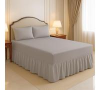 ARLINENS Frilled Valance Sheets for Single Bed Extra Deep Plain Dyed Polycotton Sheet (Grey,90 x 190 + 39 cm)