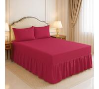 ARLINENS Frilled Valance Sheets for Single bed Extra Deep Plain Dyed Polycotton Sheet in following Colours and Sizes (Fuschia,90 x 190 + 39 cm)