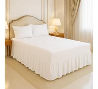 ARLINENS Frilled Valance Sheets for Single Bed Extra Deep Plain Dyed Polycotton (White, 90 x 190 + 39 cm)