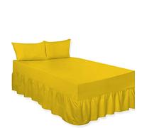 ARLINENS Frilled Valance Sheets Single Bed Plain Dyed Polycotton Sheet Extra deep in following Colours and Sizes (Mustard,90 x 190 + 39 cm)