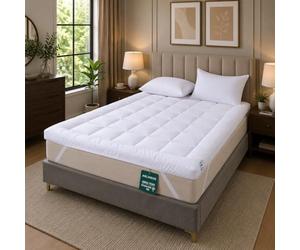 Arlinens Hotel Quality Box Stitched Microfibre Mattress Topper 5cm Super soft Heavy Fill Orthopaedic Anti Allergy Quilted Mattress Topper with Elastic Straps (Small Single,76cm X 190cm)