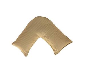 ARLINENS Luxury duck feather & Down Orthopaedic V Shaped Pillow With Free Satin Stripe Pillowcase in 4 Colours For Back Neck Support Ideal Nursing & Maternity Anti allergic (Latte)