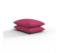 ARLINENS Luxury Plain Dyed Poly Cotton Platform Base Valance Sheet in Following Colours and Sizes (PAIR OF PILLOWCASES, FUSCHIA)