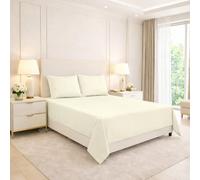 ARLINENS Luxury Polycotton Flat Sheet - Soft, Breathable & Durable Bedding, Hotel Quality,Easy Care & Wrinkle Resistant (Single 178 x 250 cm, Cream)