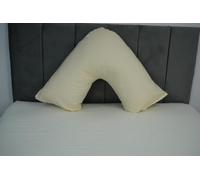 ARLINENS Orthopaedic V Pillow With Pillowcase - Hollow Fiber V Pillows For Neck, Back, Pregnancy & Nursing Support Pillow-with polycotton pillowcase Standard Size 74 x 34cm (Cream)
