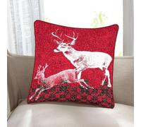 ARLINENS Pack of 2 Christmas Cushion Cover Decorations Indoor Décor Xmas Cushion Cover Throw Pillow Cases For Sofa Couches Home Bedroom Room in 18x18 (Red Stag)