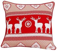 ARLINENS Pack of 2 Christmas Cushion Cover Decorations Indoor Décor Xmas Cushion Cover Throw Pillow Cases For Sofa Couches Home Bedroom Room in 18x18 (Deer 2 Red)