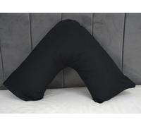 ARLINENS Pack of 2 Plain Poly-Cotton Back & Neck Support V Shaped Pillowcase Orthopaedic/Pregnancy/Nursing Pillow Case Pair- Available in 25 Colours 74 x 34cm (Black)