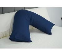ARLINENS Pack of 2 Plain Poly-Cotton Back & Neck Support V Shaped Pillowcase Orthopaedic/Pregnancy/Nursing Pillow Case Pair- Available in 25 Colours 74 x 34cm (Navy Blue)