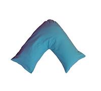 ARLINENS Pack of 2 Plain Poly-Cotton Back & Neck Support V Shaped Pillowcase Orthopaedic/Pregnancy/Nursing Pillow Case Pair- Available in 25 Colours 74 x 34cm (Aqua)