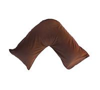 ARLINENS Pack of 2 Plain Poly-Cotton Back & Neck Support V Shaped Pillowcase Orthopaedic/Pregnancy/Nursing Pillow Case Pair- Available in 25 Colours 74 x 34cm (Brown)