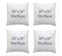 ARLINENS Pack of 4 Cushion Inner Pads White Polyester Cushions - Fillers Inserts Scatters Sofa Throw Couch Extra thick Cushions Hypoallergenic Bounce Back Square Cushion Pads (20x20 (50x50cm))