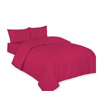 ARLINENS Plain Dyed Duvet Quilt Cover Bedding Set With Pillowcase in following colours and Sizes (Double, Fuschia)