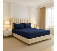 ARLINENS PLAIN DYED FITTED SHEETS IN FOLLOWING COLOURS AND SIZES (DOUBLE, NAVY BLUE)