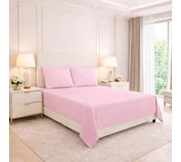 ARLINENS Plain Dyed Polycotton Flat Sheet Premium Hotel Quality Ultra Soft Non Iron Bed Sheet -Fade Resistant in (Pink, Single 178 x 250 cm)