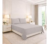ARLINENS Plain Dyed Polycotton Flat Sheet Premium Hotel Quality Ultra Soft Non Iron Flat Bed Sheet -Fade Resistant in (Grey, DOUBLE 229 x 254 cm)