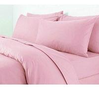 ARLINENS Plain Dyed Polycotton Flat Sheets Premium Hotel Quality Ultra Soft Luxury Non Iron Easy Care Flat Bed Sheet Fade Resistant (Pink, SUPER KING 256 x 304 cm)