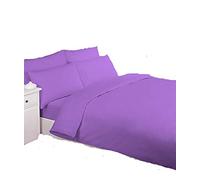 ARLINENS Plain Dyed Polycotton Flat Sheets Premium Hotel Quality Ultra Soft Non Iron Easy Care Flat Bed Sheet (Lilac, King)